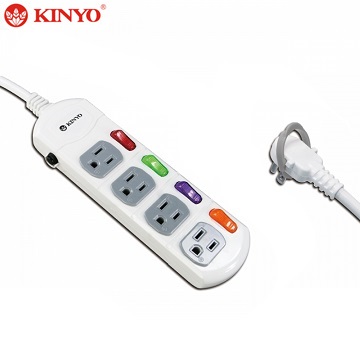 【KINYO】4開關 4插座 家電 手機USB充電器適用 安全 電腦線 延長線 6尺 1.8M 防雷擊 過載保護設(3C)
